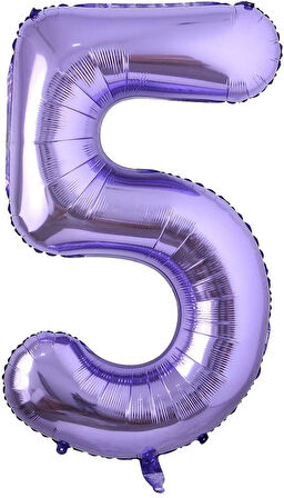 5 Rakam Mor Folyo Balon 40 inç 100 cm
