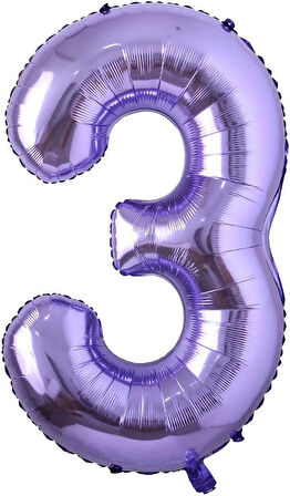 3 Rakam Mor Folyo Balon 40 inç 100 cm