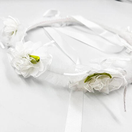 Çiçekli Kurdeleli Çember Taç