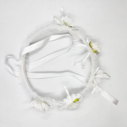 Çiçekli Kurdeleli Çember Taç