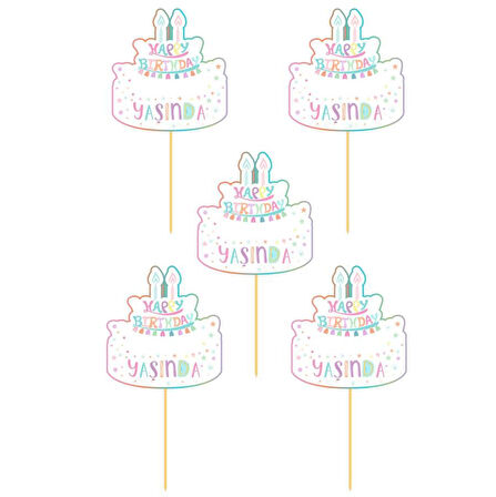 Yaşında Pasta Temalı Konuşma Balonu Varaklı 5 li