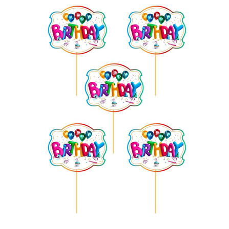 Happy Birthday Temalı Konuşma Balonu  5 li