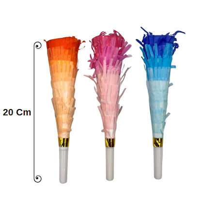 Makaron Renkli Püsküllü Vuvuzela Kaynana Dili 3 lü 20 cm