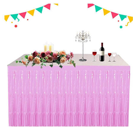 Mat Pembe Renk Masa Püskülü 270x 75 cm