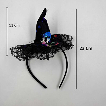 Halloween Mini Cadı Şapkası Taç Tüllü Renkli Model