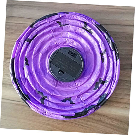 Halloween Japon Feneri Led Pilli 20 cm Mor Yarasa
