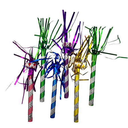 Çizgili Renkli Püsküllü Kaynana Dili 6 Adet 16 cm