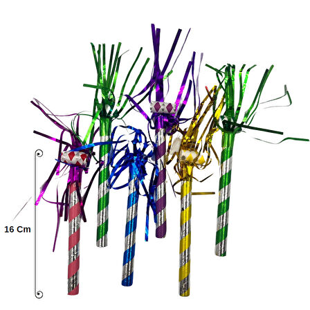 Çizgili Renkli Püsküllü Kaynana Dili 6 Adet 16 cm