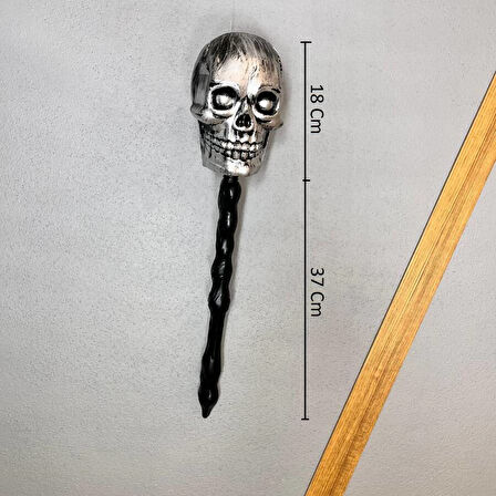 Halloween Çubuklu Eskitme Kuru Kafa 55 cm
