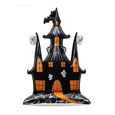 Ayaklı Halloween Cadı Şatosu Folyo Balon 150x106 cm