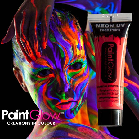 Halloween Neonlu Glow Parti Yüz Boyası Kırmızı Renk 1 Adet 50 ml