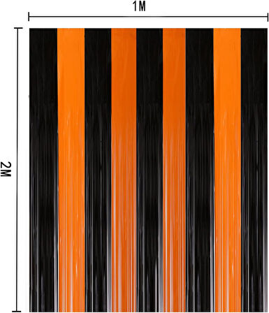 Metalize Siyah Turuncu Halloween Arka Fon Süs 100x200 cm