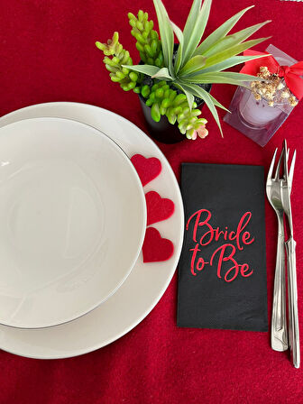 Kırmızı Yaldızlı Siyah Bride To Be Peçete 16 lı