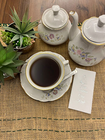 Gümüş Yaldızlı Beyaz İftar Sonrası Çay Keyfi Peçete 6x12 cm