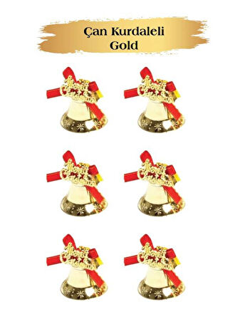 Yılbaşı Çam Ağacı Süsü Çan 6lı Gold