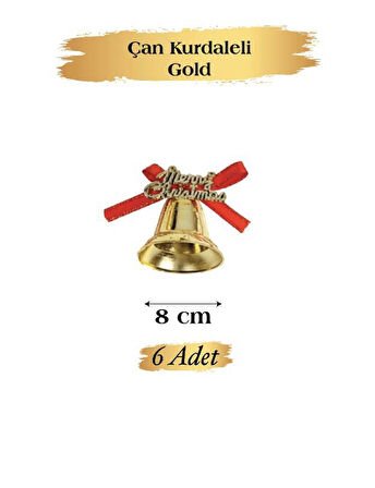 Yılbaşı Çam Ağacı Süsü Çan 6lı Gold