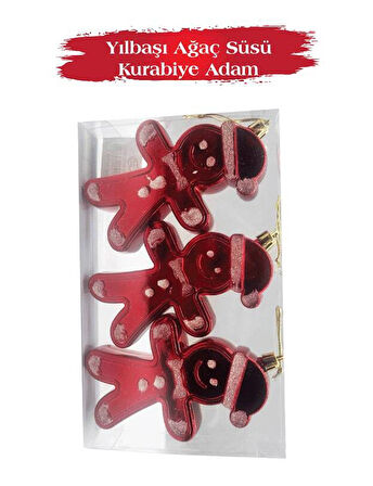 Yılbaşı Ağaç Süsü Kurabiye Adam 12 Cm 3 Parça