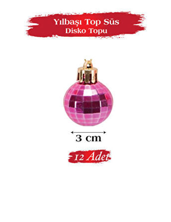 Yılbaşı Top Süs 3 cm Disko Topu 12 li