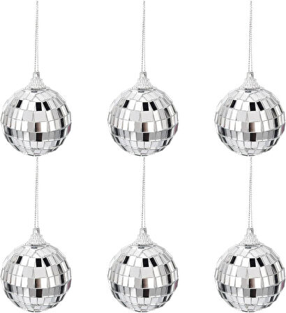 Disco Topu Aynalı Gümüş 4 cm 6 lı