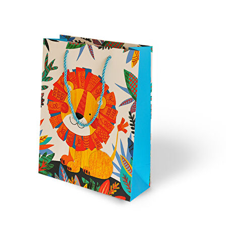 Lüks Karton Çanta Hayvanlar Alemi Varak Baskılı Balon Temalı 18x24 cm