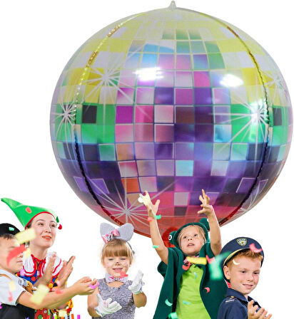 Renkli Büyük Boy Disco Topu Folyo Balon 32 inç