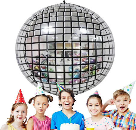 Gümüş Büyük Boy Disco Topu Folyo Balon 32 inç
