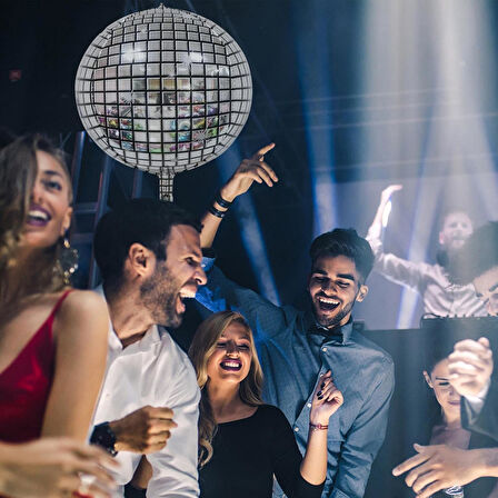 Gümüş Büyük Boy Disco Topu Folyo Balon 32 inç