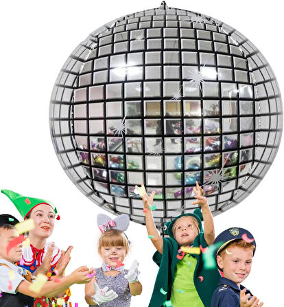 Gümüş Büyük Boy Disco Topu Folyo Balon 32 inç