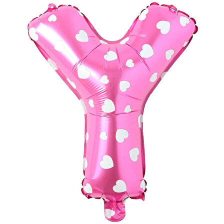 Y Harf Pembe Folyo Balon 16 inç 36 cm