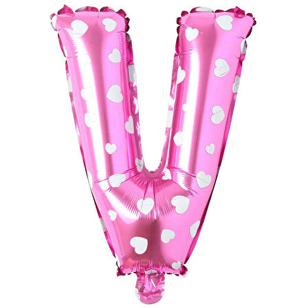V Harf Pembe Folyo Balon 16 inç 36 cm
