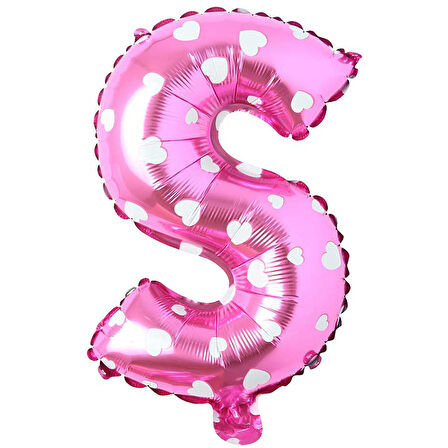 S Harf Pembe Folyo Balon 16 inç 36 cm