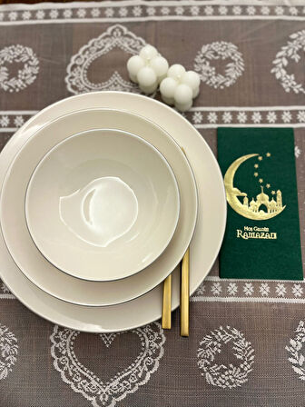 Gold Yaldızlı Yeşil Hoşgeldin Ramazan Yeni Ay Desenli Garson Peçete 16 lı