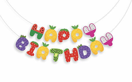 Meyve Temalı Happy Bırthday Banner 2 Metre