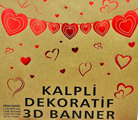 Kalpli Dekoratif 3D Banner Kırmızı 7 li