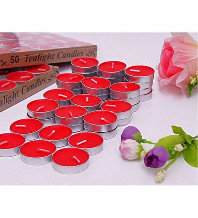 Kırmızı Tealight Mum 50 Adet
