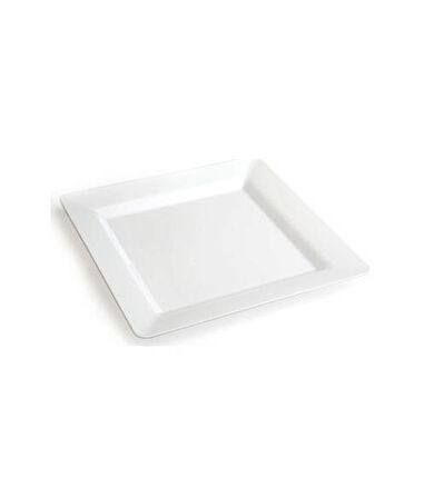 Plastik Porselen Görünümlü Kare Beyaz Tabak 22 cm 10 Adet