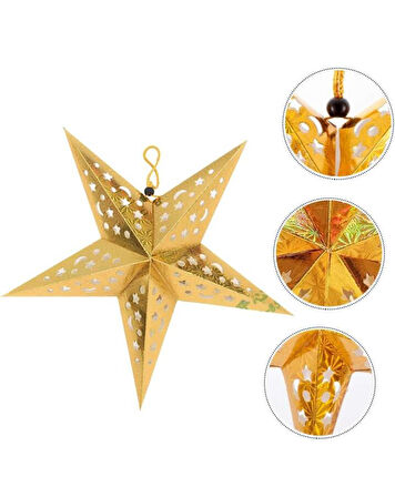 Yıldız 3D Helogramlı Karton 15 Cm Altın