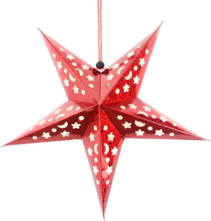 Yıldız 3D Helogramlı Karton 22 Cm Kırmızı