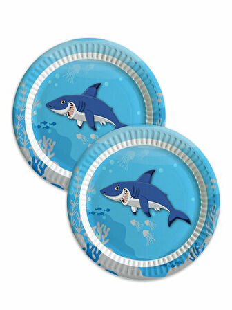 Köpek Balığı Temalı Karton Tabak 8 Adet