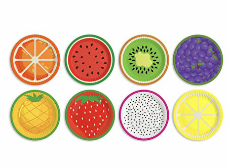 Meyve Temalı Karton Tabak 8 Adet