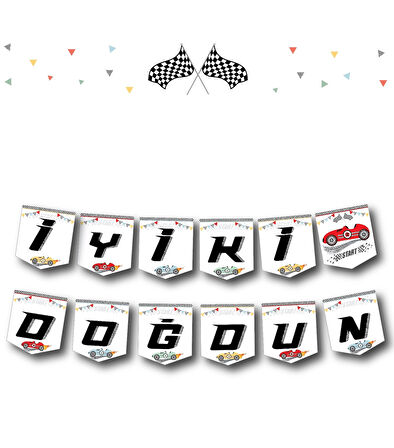 Yarış Arabaları Temalı İyi Ki Doğdun Yazı Banner