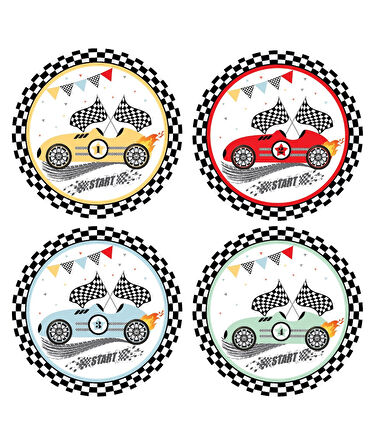 Yarış Arabaları Temalı Karton Tabak 23 cm 8 Adet