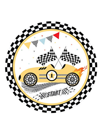 Yarış Arabaları Temalı Karton Tabak 23 cm 8 Adet