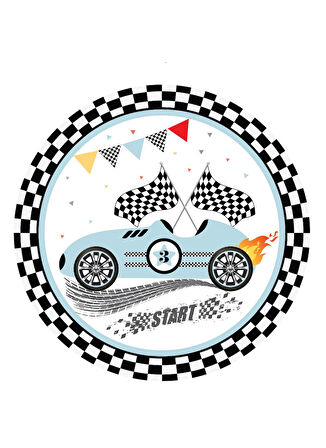 Yarış Arabaları Temalı Karton Tabak 23 cm 8 Adet