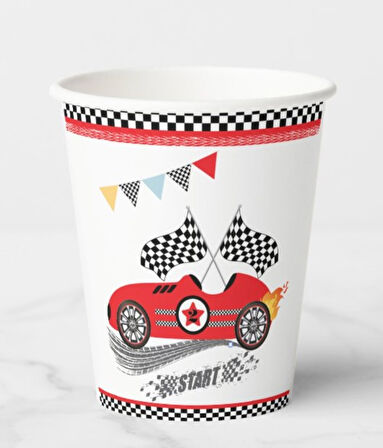 Yarış Arabaları Temalı Karton Bardak 8 Adet
