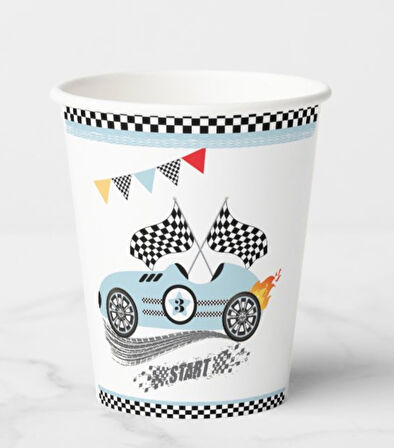 Yarış Arabaları Temalı Karton Bardak 8 Adet