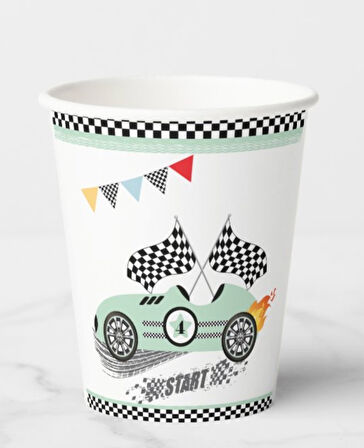 Yarış Arabaları Temalı Karton Bardak 8 Adet