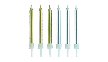 Gold Gümüş Karışık Mum 6 cm 10 Adet