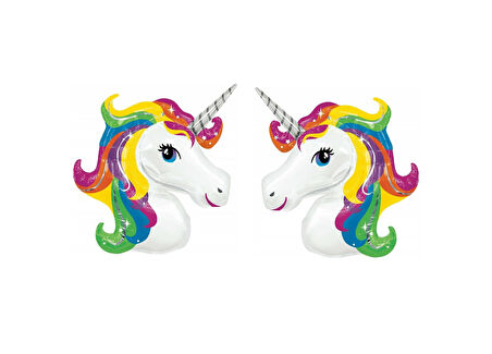 Unicorn Renkli Folyo Balon 2 li 32 inç