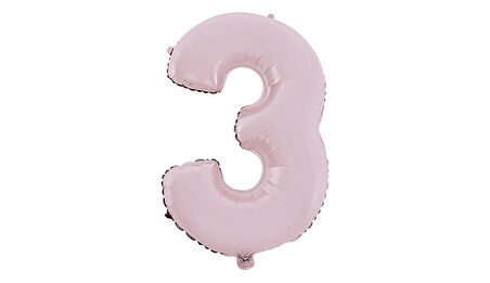 3 Rakam Mat Pembe Folyo Balon 26 inç 66 cm